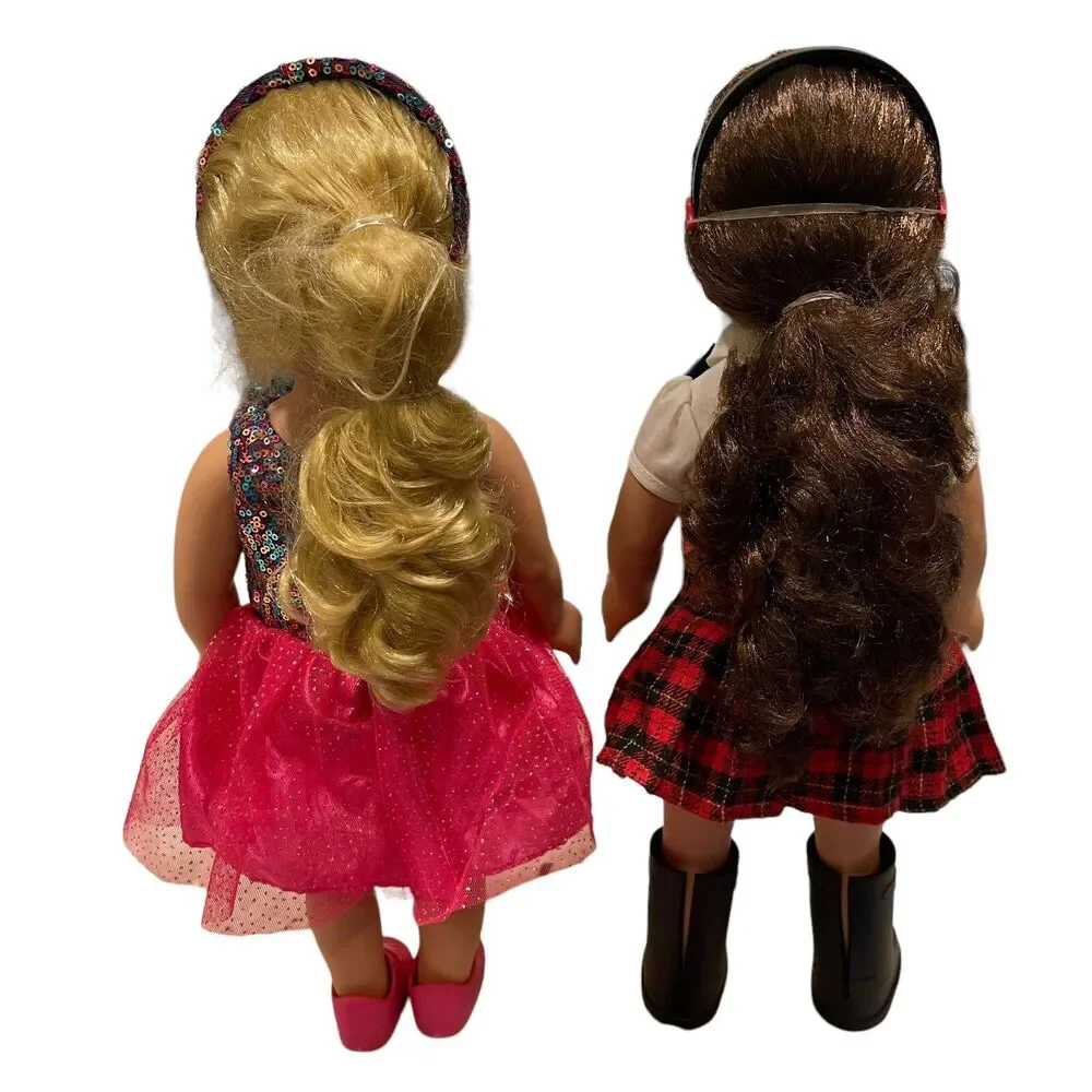 My Life Doll Lot of 2 school girl Pink sequin dress extra outfits 18”